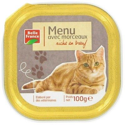 Menu chat boeuf 100g