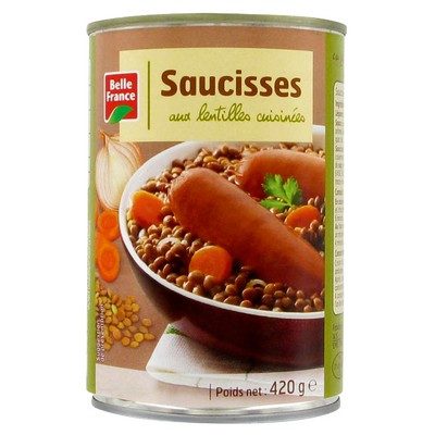 Saucisse lentilles cuisinées 1/2